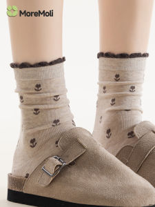 ถุงเท้าผ้าฝ้ายแท้สตรีบ่ากระดิ่ง ถุงเท้าข้อสั้นแบบไม่มีกระดิ่ง ถุงเท้าข้อยาว ถุงเท้าผู้หญิง ฤดูใบไม้ร่วง/ฤดูหนาว ความยาวครึ่งแข้ง