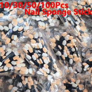 10/30/50/100Pcs Double Ended Nail Art Sponge Brush Portable Eyeshadow/Nails Powder Smudge Stick Makeup Cosmetic Manicure Tools