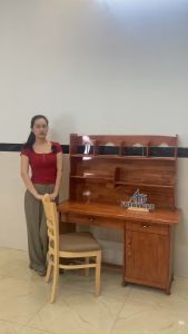 Bàn học sinh gỗ thông tự nhiên có kệ sách giá rẻ tại xưởng ATD