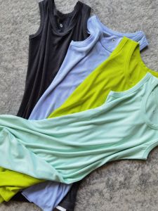 Slimming Effect Womens Wrap-Vest Dress Korean Style Casual Ribbed Mid-Length Slim Fit Summer Fashion Cotton Polyester Blend