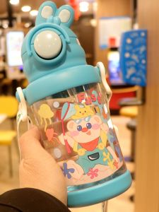 2025 New Summer Plastic Straw Cup with Strap for Toddlers Kindergarten Girls Baby Water Bottle High Aesthetic Value