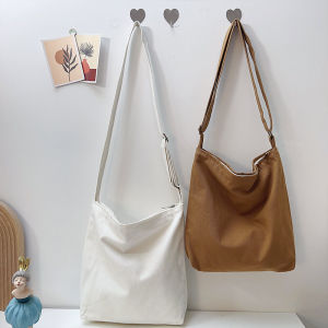 กระเป๋าผ้าใบ Tote ความจุขนาดใหญ่สำหรับผู้หญิง กระเป๋าสะพายข้างแบบสะพายข้าง ซิป สีสันสดใส ดีไซน์เรียบง่าย เหมาะกับการใช้ในชีวิตประจำวัน