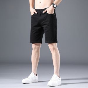 ROMON | Lormen Mens Summer Thin Pure Cotton Loose Business Casual Shorts Elastic Straight Leg Five-Quarter Length Fashionable City Wear