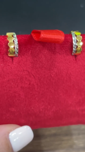 Poh Heng Jewellery 22K Geometric Hexagon Earrings in Yellow White Gold[Price By Weight]