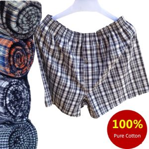 Men Summer Gingham Shorts Arro Pajama Pants Beach Pants Casual Boxers Chic Breathable Pure Cotton Home Pants