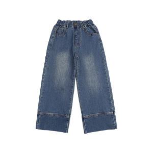 Cunyi Pure Quality Soft Denim Wide Leg Jeans for Girls Spring Summer Casual Loose Fit Long Pants Childrens Retro INS Style