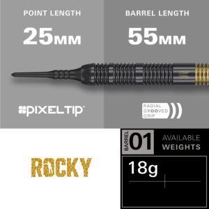 TARGET SOFT TIP DARTS - 18G TEAM PRO JOSH ROCK BLACK BRASS DARTS