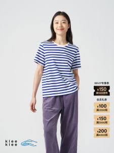 เสื้อยืดแขนสั้นผ้าฝ้ายแบบสวมหัว Klee Klee สำหรับผู้หญิง ฤดูใบไม้ร่วง 2024 คอกลม ทรงหลวม คอกลม ทรงหลวม เสื้อยืดคอกลม