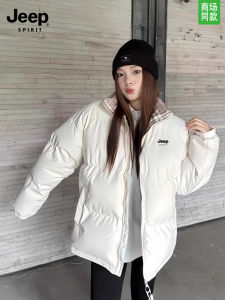 Jeep Spirit Womens Fleece Lined Thickened Cotton Jacket Stand Collar Bread Style Outerwear Winter Warm Coat Sweet College Style