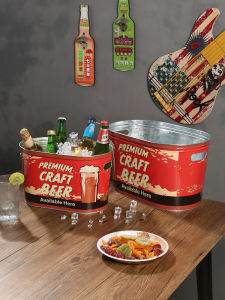 Large Size Iron Bucket Ice Bucket for Outdoor Picnic Beer Storage Home Use Bar KTV Red Wine Beer Ice Bucket Storage Barrel