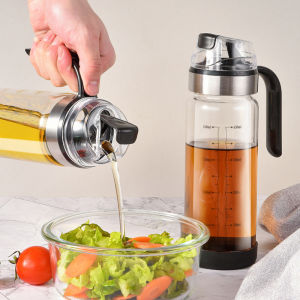 Oil Dispenser BottleHigh Borosilicate Glass Leakproof Container With Auto Cap Stopper Non-Slip Handle