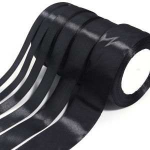 25Yards/Roll Black Satin Ribbons for Wedding Christmas Party Decorations DIY Bow Craft Ribbons Card Gifts Wrapping Supplies