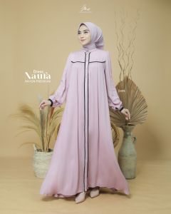 ARRAFI Naufa Dress Gamis Wanita Dewasa Muslim Rayon Premium Polos Lengan Panjang √ Armyna Hijab ||