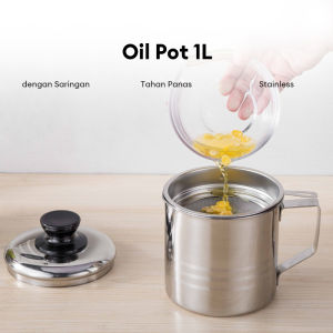 Oil Pot - Gelas Saringan Minyak 1 Liter Stainless Steel