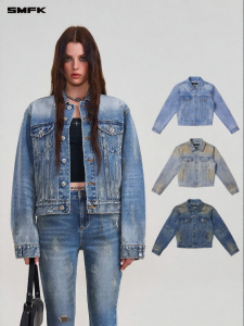 SMFK | Slim Fit Washed Distressed Denim Jacket