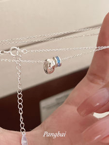 Original Pure Silver Blue Diamond Lucky Star Road to Success Necklace Luxury Versatile High-End Feel Lockbone Chain Jewelry