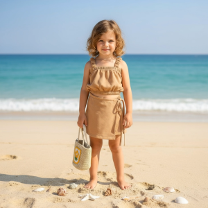 CREEPE Sleeveless Terno Skort Short for Kids PETITE Red Color Summer Outfit Stylish and Comfortable Fits 4-6 Years Old