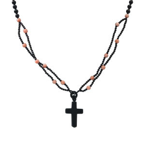 SHISHANGMEIDI | Luxury Natural Black Agate Cross Necklace