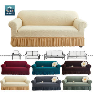 Soft Sofa Cover with Lace Water Wave Pattern Sofa Cloth Skirt Full Cover Couch Protector Cloth