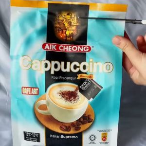 Aik Cheong Cappucino Italian Supremo Coffee with Choco Granules Kopi Sachet Instant Otentik One Pack 12 sachet - 306 gr