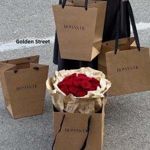 New-style brown kraft paper bouquet tote bag — ideal for flower packaging florist/gift shop use floral art arrangements gift
