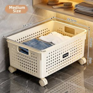 youqin | Multifunctional Dirty Clothes Storage Basket Wheeled Trolley