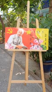 Tranh gắn đồng hồ nhận diện thương hiệu thiết kế theo yêu cầu mẫu 01 chất liệu in gỗ tráng gương bọc viền