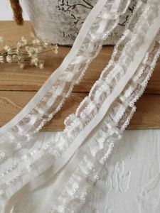 Trắng Co Giãn Ren Viền 5m Hai Lớp Handmade Tự Làm Chất Liệu Cho Quần Áo Trẻ Em Răng Chó Bao Thẻ Trang Trí