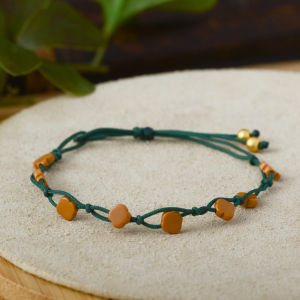 Original Design Handmade Olive Seed Four Leaf Clover Rope Bracelet Simple Style for Girls Artistic Woven Bracelet Jewelry