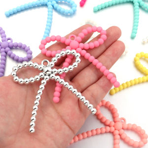 2pcs/lot Acrylic Bow Bead Charms Pendant Multicolor 58X60mm Bowknots Pendants For DIY Handmade Jewelry Making Earrings Necklace