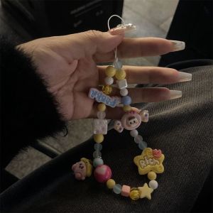 เคสโทรศัพท์มือถือลายการ์ตูนสุดน่ารัก สายรัดข้อมือแบบพกพา สายรัดกุญแจ สายรัดกล้อง สายรัดลูกปัดสีสันสดใส สายรัดลูกปัดแบบอเนกประสงค์สำหรับผู้หญิง