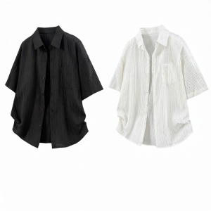Mark Fairwhale | Black Casual Shirt with Turn-down Collar Loose Fit