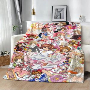 Bandai | 3D Cardcaptor Sakura Flannel Chăn Mềm Mại Cho Trang Trí Nhà Phòng Ngủ Giường Sofa Dã Ngoại Người Lớn Người Hâm Mộ Quà Tặng-Phim Hoạt Hình Polyester