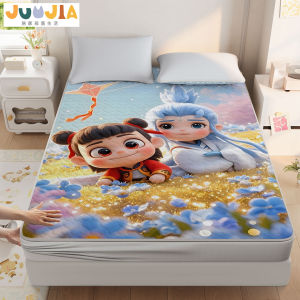 Adorable Rabbit Cartoon Bedding Cover Cotton Filled Skin-friendly Warm Elastic Durable Colorfast Machine Washable Bed Mattress Cover
