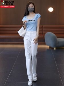 White Pure Cotton Womens Jeans High Waist Straight Leg Casual Wear Spring Summer 2025 New Style Soft Denim TUCANO Brand