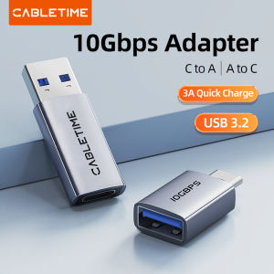 CABLETIME USB A to USB C Adapter USB 3.2 OTG Gen 2 10Gbps Adapter Charging & Sync Converter For Mobile Phones Laptops Tablets