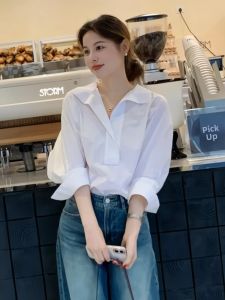 Spring New Advanced White Long Sleeve Shirt