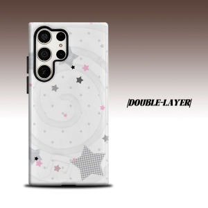BILIBILI | white spiral stars For Samsung Galaxy S26 S25 S24 A56 A36 Dual Layer Luxury Fashion Full Lens Protective Case