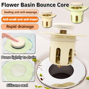 Press Type Wash Basin Drainer Anti-Odor Bouncing Core Flower Leakproof Plug Universal Kitchen Sink Drain Filter Stopper