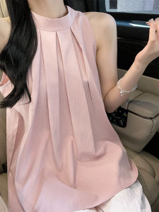 คอห้อยแบบบางสไตล์ฝรั่งเศส เสื้อกั๊ก ผู้หญิง แจ๊กเก็ต เรียบหรู เกาหลี พรางหุ่น เสื้อตุ๊กตาที่กําหนดอายุ ฤดูร้อน แขนกุด ชุดชั้นใน เสื้อท่อนบน