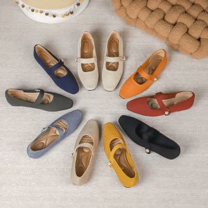 2025 New Style Single Shoes Ladies Flat Shoes Knitted Woven Womens Shoes Anti-slip Large Size