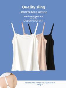 Womens Modal Camisole Tank Top Short Sleeve Slim Fit Summer Outerwear White Underwear Trendy Thin Backless Commute Style
