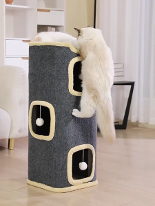 Mango บ้านแมว แบบหลายชั้น กันรอยขีดข่วน ขนาดใหญ่พิเศษ บ้านแมว ลับเล็บแมวที่ซ่อนแมวแบบพับได้