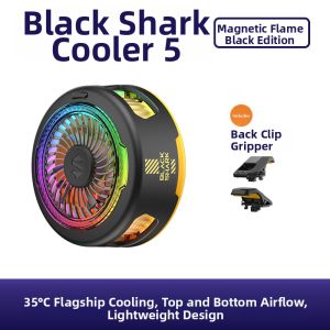 Black Shark | Magnetic Clamp Phone Cooler for Gaming and Live Streaming Compatible with iPhone 17 and Android Devices Portable Lightweight Cooling Fan for Smartphones and Tablets