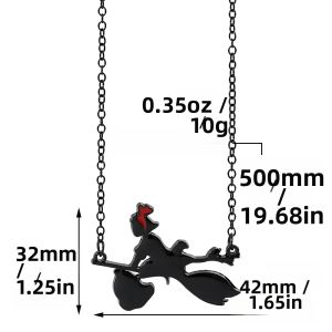 Takara Tomy | Vòng Cổ Hoạt Hình Phù Thủy Chổi Đen Thời Trang Mặt Dây Chuyền Sáng Tạo Trang Sức Dành Cho Cosplay Và Quà Tặng Bạn Bè Phụ Kiện Kim Loại