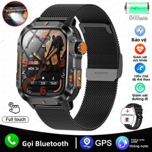 Đồng Hồ Thông Minh Quân Sự Mới 2025 Dành Cho Nam GPS Bluetooth Gọi Điện Màn Hình AMOLED 2.01 Inch Chống Nước 3ATM Đồng Hồ Thể Thao Tích Hợp La Bàn & Theo Dõi Sức Khỏe