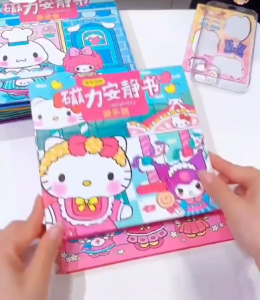 Cartoon Magnetic DIY Quiet Book Repeatedly Reuseble Busy Art Book Sanrio Capybara Frozen Neza Labubu Kuromi-B036