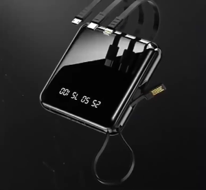 Slim Portable Power Bank with 4 Multi-Port Cables Fast Charger and Safety Circuit Board - New