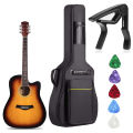 Túi Đựng Đàn Guitar Acoustic 41 Inch Có Dây Đeo Vai Có Thể Điều Chỉnh Kép Vỏ Đàn Guitar Bao Gồm Capo Và 5 Phím - Bảo Vệ Chống Đệm. 