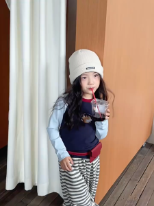 [Ambbkids.2025] Áo Thun Dài Tay Phối Màu Hoạt Hình Dễ Thương Ngọt Ngào Cho Bé Gái Phong Cách Hàn Quốc Thu Đông.